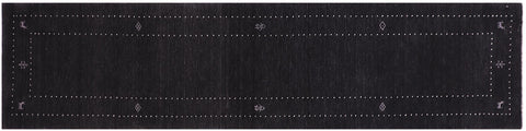 Eclectic Gabbeh Ariella Black Wool Runner - 2'7''X11'10''