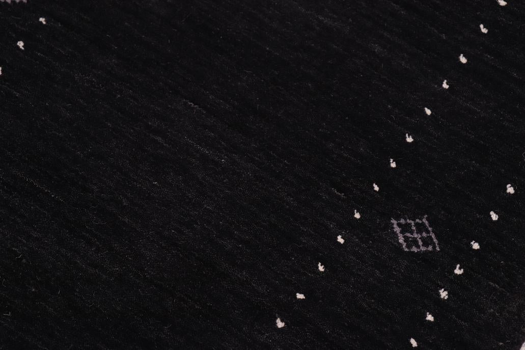 handmade Modern Gabbeh Black Black Hand-made RUNNER 100% WOOL area rug 3x12