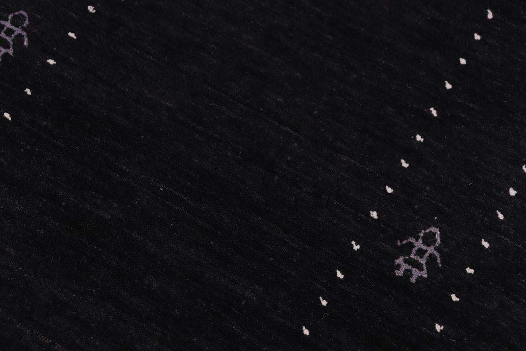 handmade Modern Gabbeh Black Black Hand-made RUNNER 100% WOOL area rug 3x12