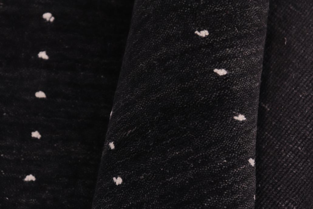 handmade Modern Gabbeh Black Black Hand-made RUNNER 100% WOOL area rug 3x12