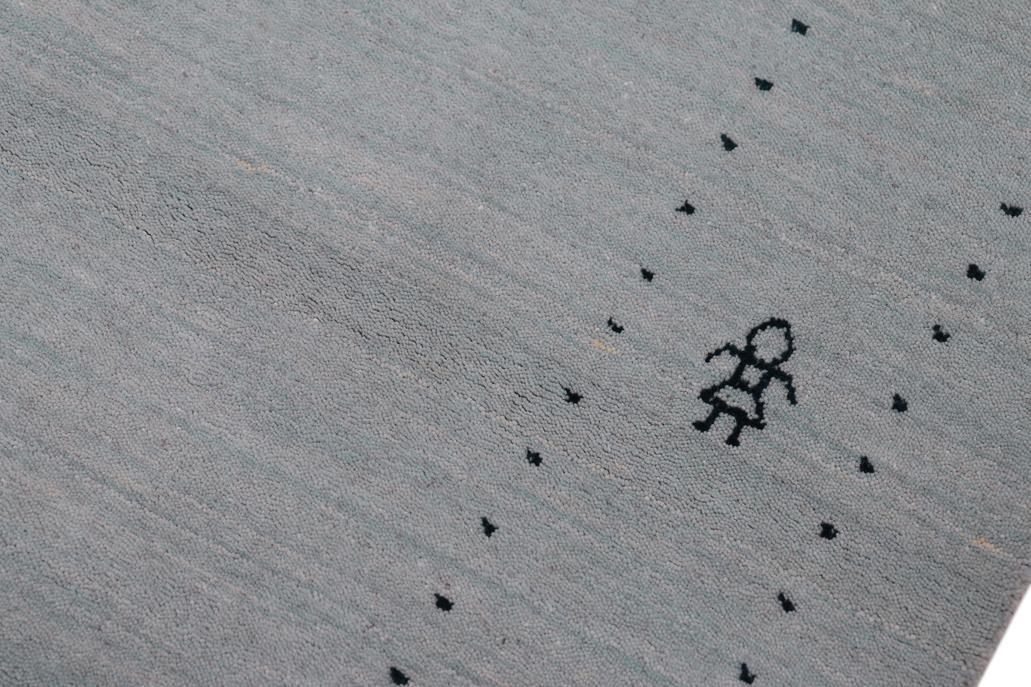 handmade Modern Gabbeh Light Blue Light Blue Hand-made RECTANGLE 100% WOOL area rug 4x6