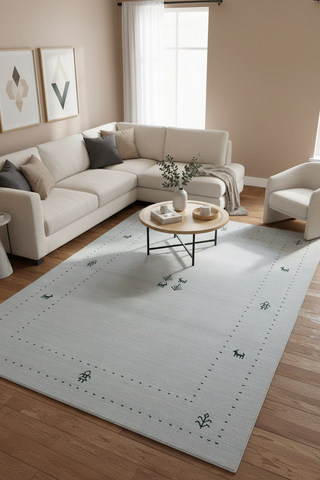 handmade Modern Gabbeh Ivory Ivory Hand-made RECTANGLE 100% WOOL area rug 9x12