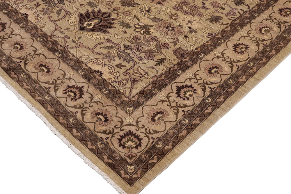 handmade Traditional Kafkaz Taupe Tan Hand Knotted RECTANGLE 100% WOOL area rug 9x12