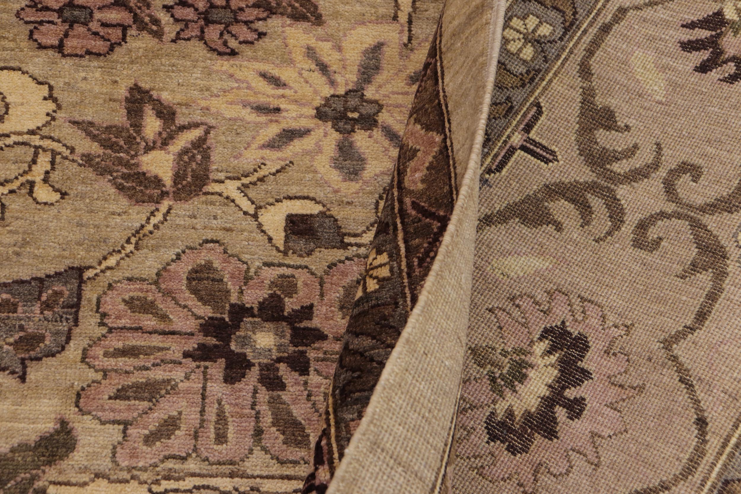 handmade Traditional Kafkaz Taupe Tan Hand Knotted RECTANGLE 100% WOOL area rug 9x12