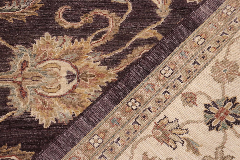 handmade Traditional Kafkaz Purple Beige Hand Knotted RECTANGLE 100% WOOL area rug 9x12