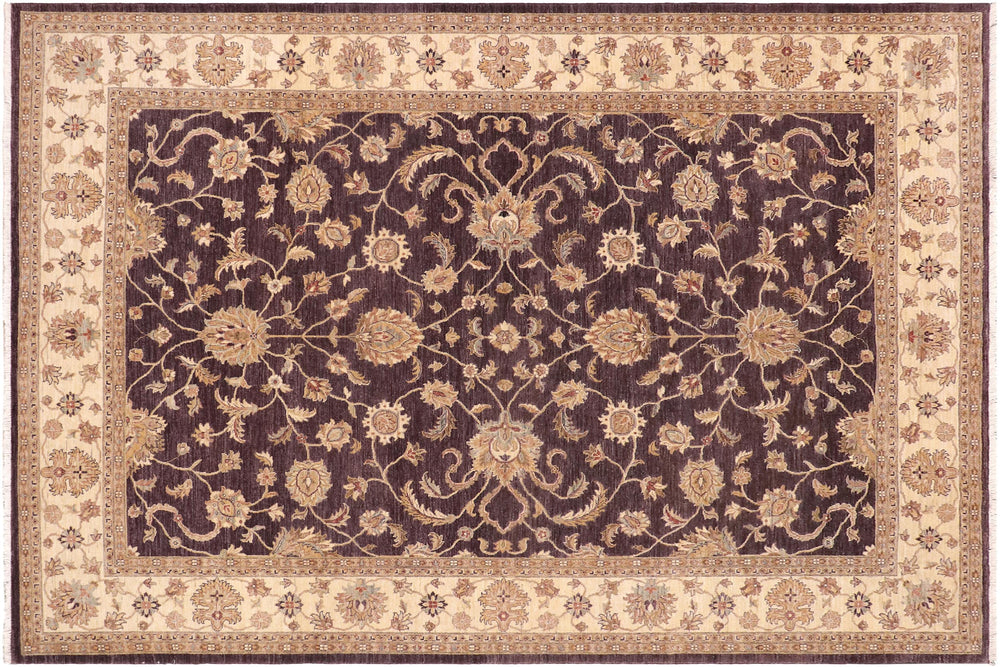 handmade Traditional Kafkaz Purple Beige Hand Knotted RECTANGLE 100% WOOL area rug 9x12