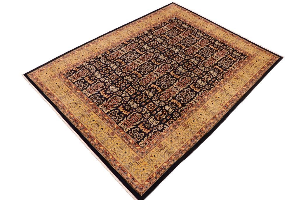 handmade Transitional Kafkaz Blue Gold Hand Knotted RECTANGLE 100% WOOL area rug 9 x 12