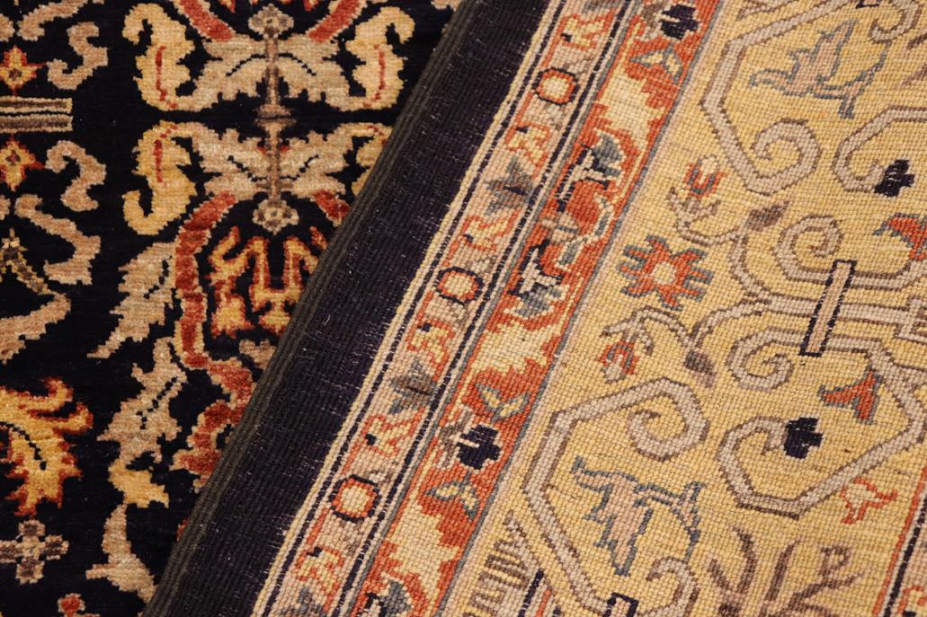 handmade Transitional Kafkaz Blue Gold Hand Knotted RECTANGLE 100% WOOL area rug 9 x 12