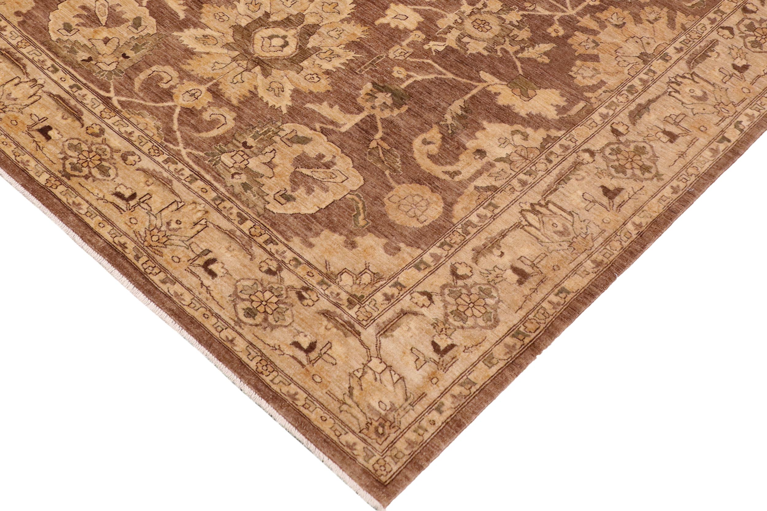 handmade Traditional Kafkaz Brown Beige Hand Knotted RECTANGLE 100% WOOL area rug 8x11