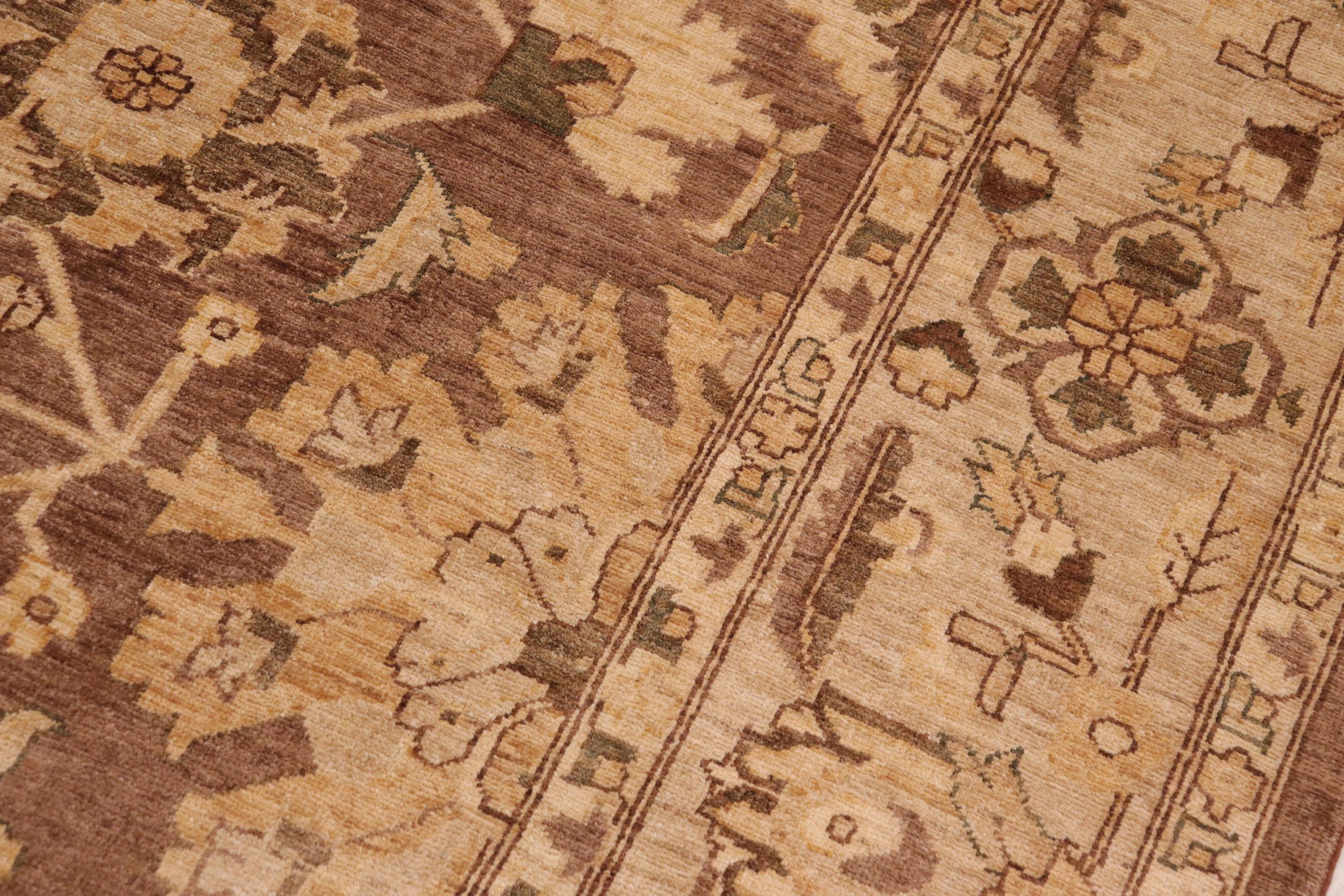 handmade Traditional Kafkaz Brown Beige Hand Knotted RECTANGLE 100% WOOL area rug 8x11