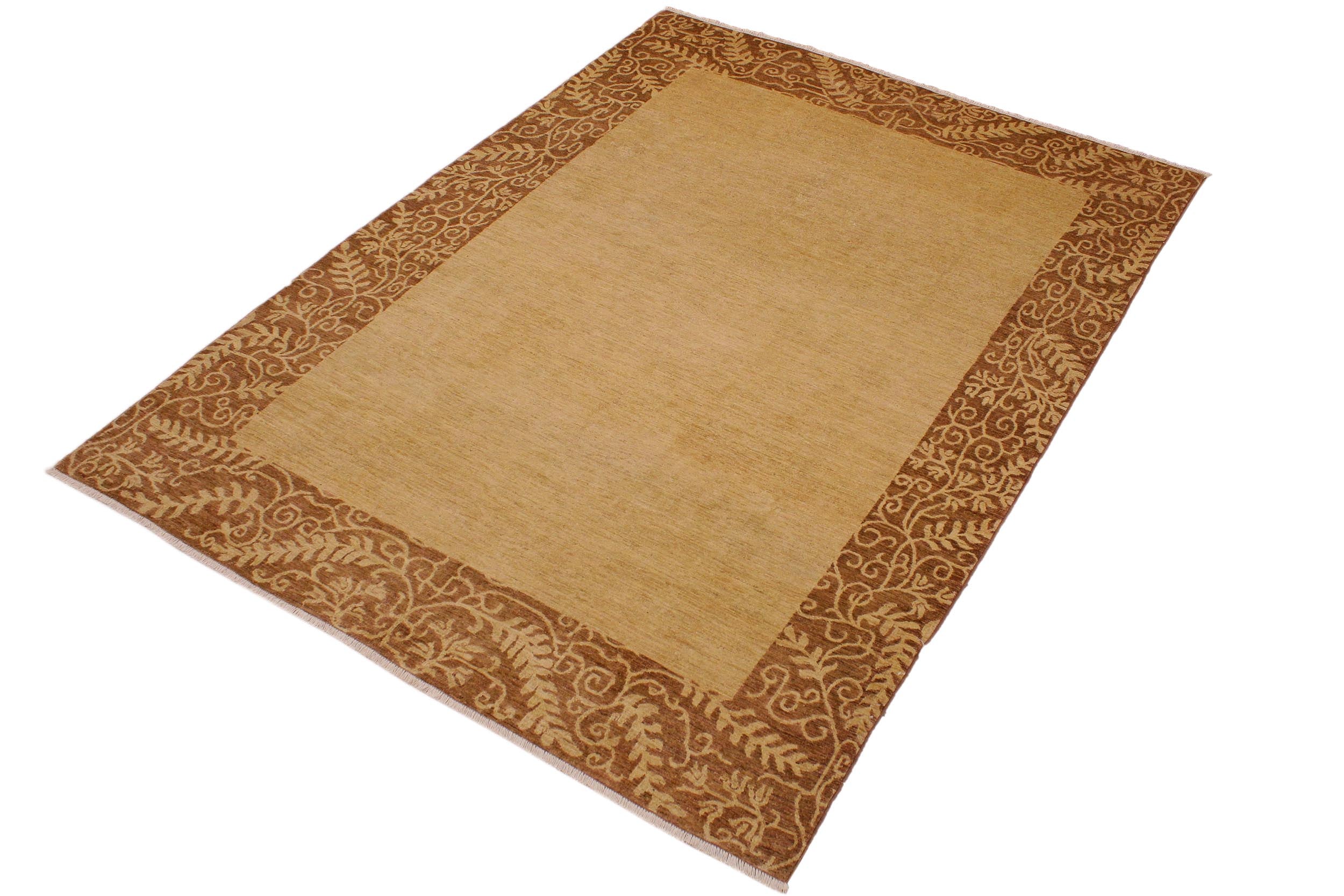 handmade Modern Kafkaz Tan Brown Hand Knotted RECTANGLE 100% WOOL area rug 9' x 12'