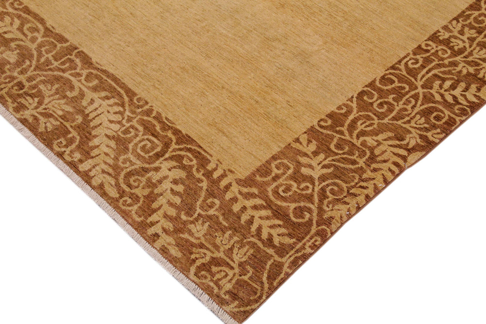 handmade Modern Kafkaz Tan Brown Hand Knotted RECTANGLE 100% WOOL area rug 9' x 12'