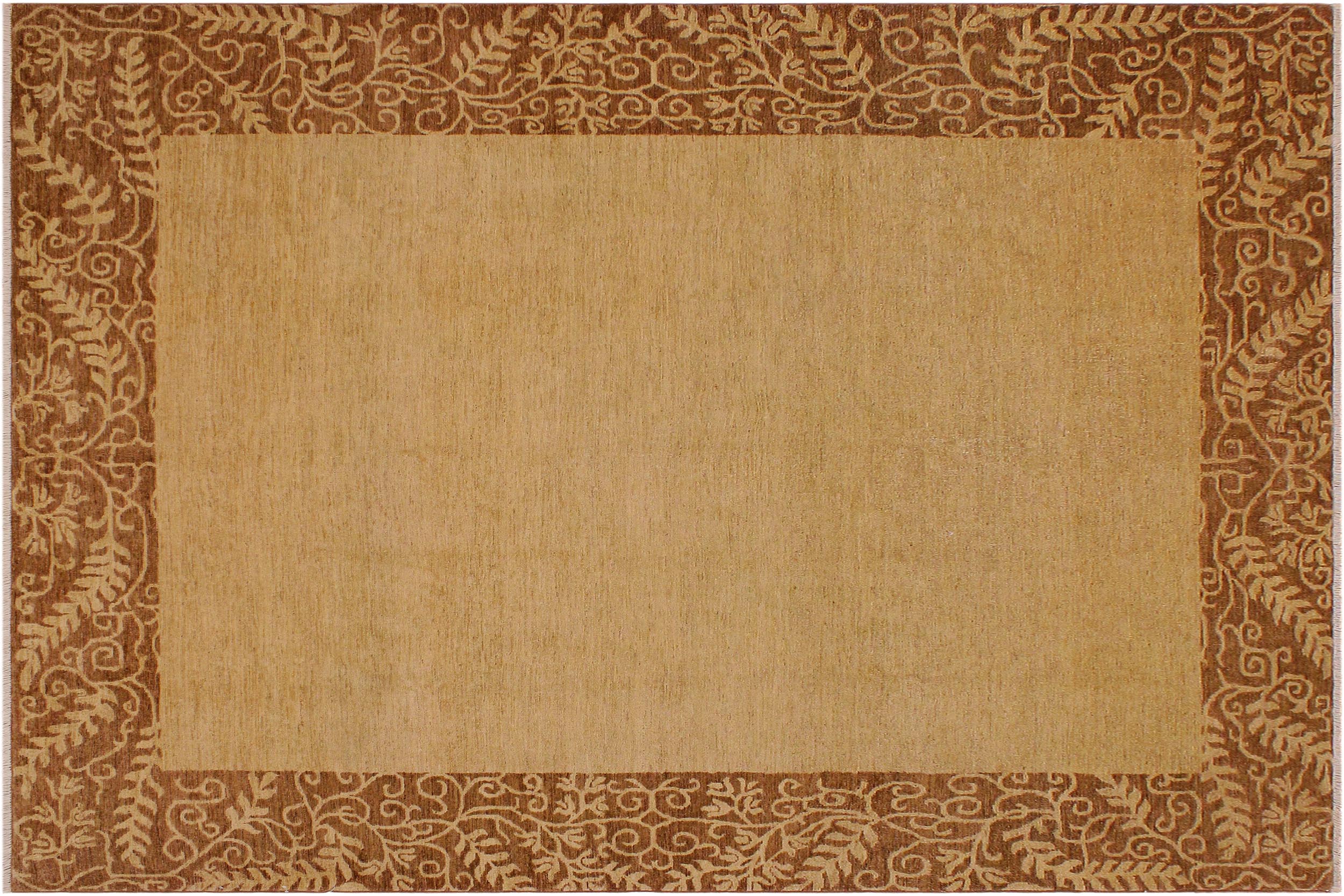 handmade Modern Kafkaz Tan Brown Hand Knotted RECTANGLE 100% WOOL area rug 9' x 12'