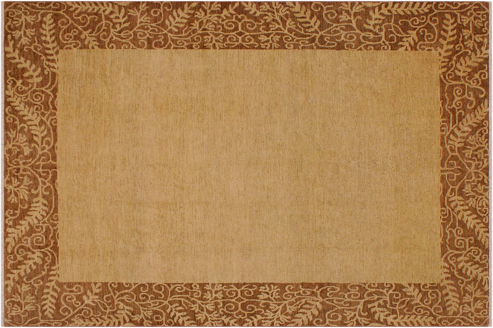 handmade Modern Kafkaz Tan Brown Hand Knotted RECTANGLE 100% WOOL area rug 9' x 12'