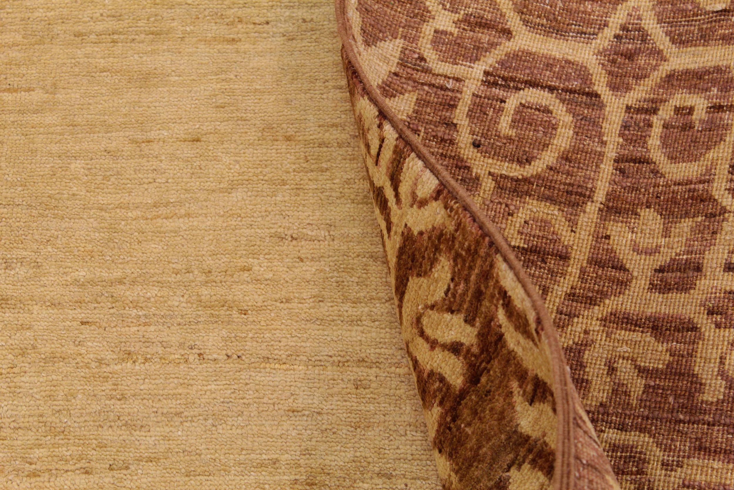 handmade Modern Kafkaz Tan Brown Hand Knotted RECTANGLE 100% WOOL area rug 9' x 12'