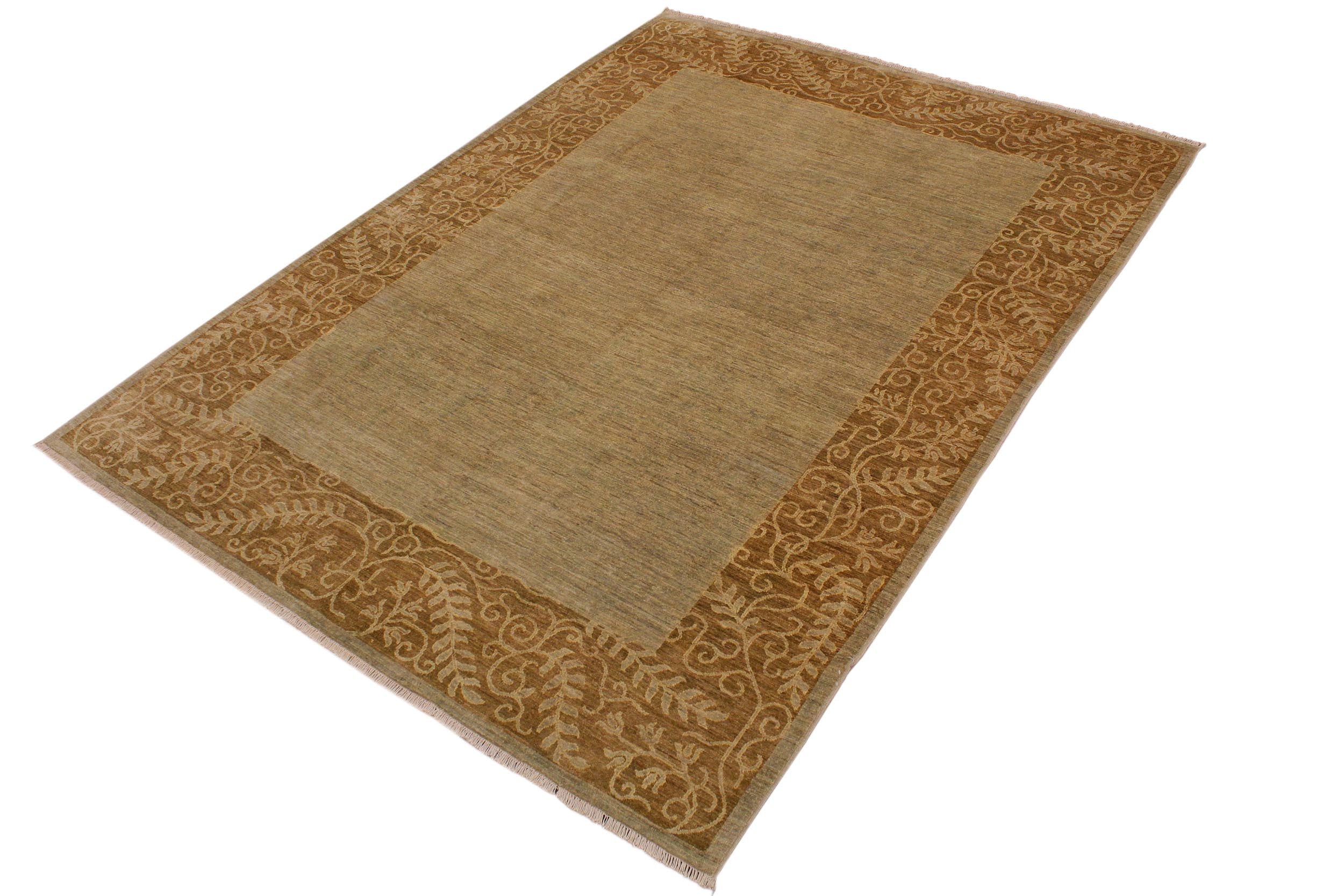handmade Modern Kafkaz Lt. Green Brown Hand Knotted RECTANGLE 100% WOOL area rug 9' x 12'