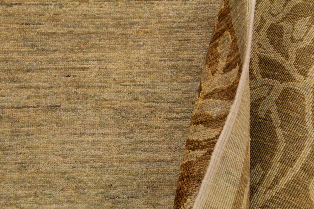 handmade Modern Kafkaz Lt. Green Brown Hand Knotted RECTANGLE 100% WOOL area rug 9' x 12'