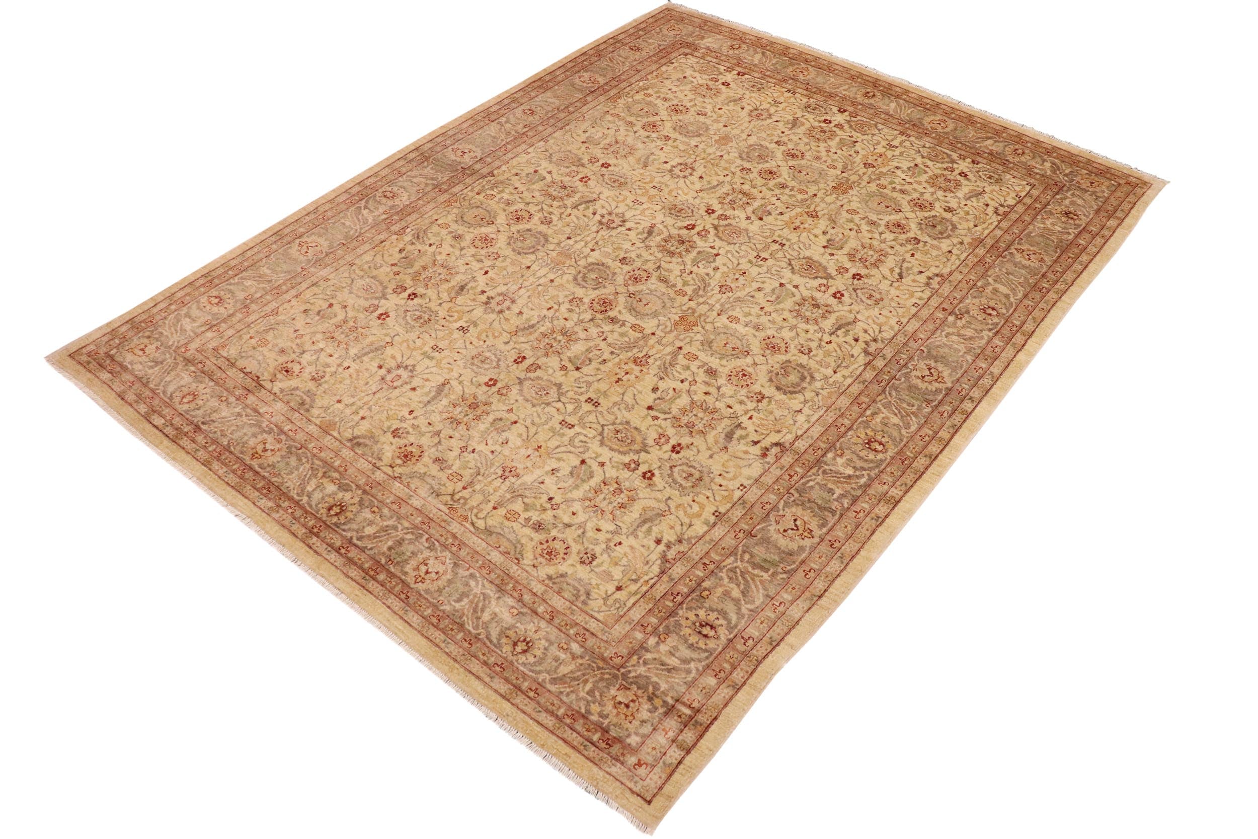 handmade Transitional Kafkaz Tan Brown Hand Knotted RECTANGLE 100% WOOL area rug 9' x 12'
