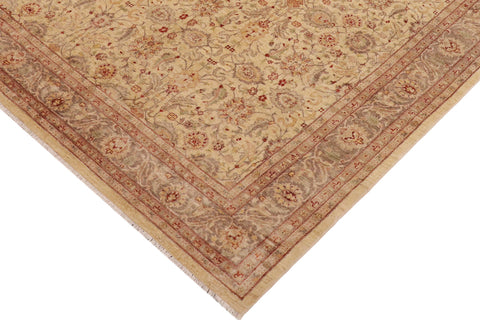 handmade Transitional Kafkaz Tan Brown Hand Knotted RECTANGLE 100% WOOL area rug 9' x 12'