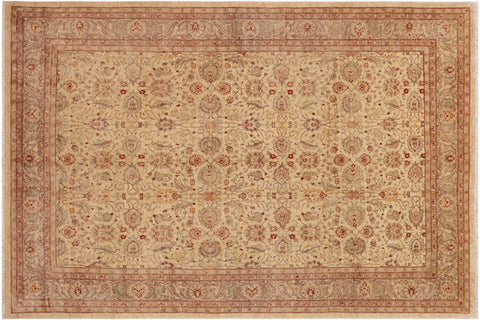 handmade Transitional Kafkaz Tan Brown Hand Knotted RECTANGLE 100% WOOL area rug 9' x 12'