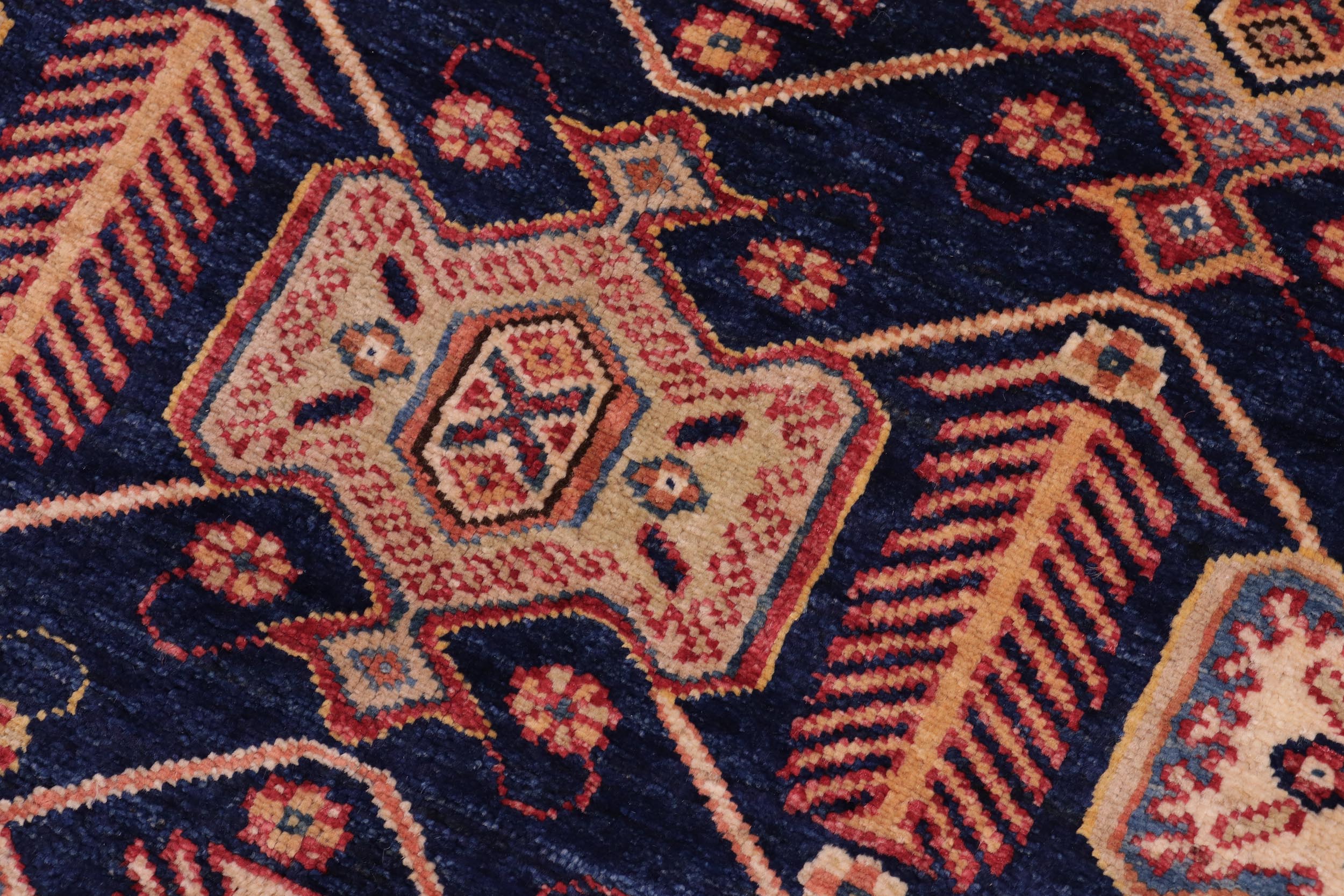 handmade Geometric Super Kazak Blue Multi Hand Knotted RECTANGLE 100% WOOL area rug 5' x 8'