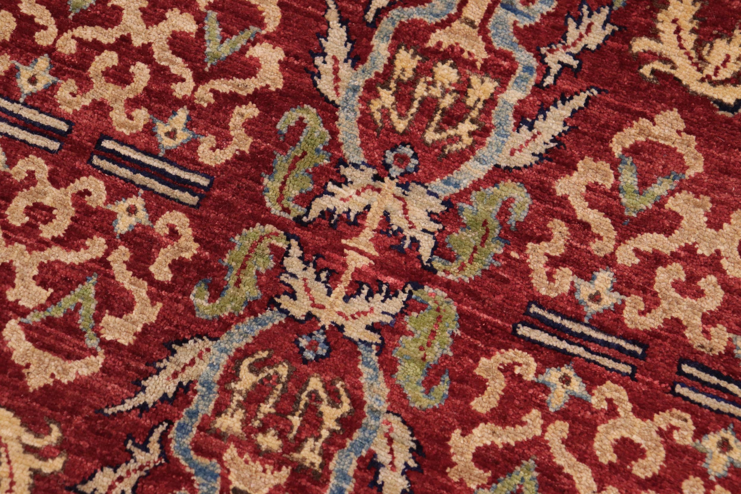handmade Transitional Kafkaz Red Lt. Green Hand Knotted RECTANGLE 100% WOOL area rug 9' x 12'