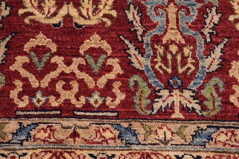 handmade Transitional Kafkaz Red Lt. Green Hand Knotted RECTANGLE 100% WOOL area rug 9' x 12'