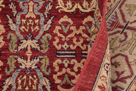 handmade Transitional Kafkaz Red Lt. Green Hand Knotted RECTANGLE 100% WOOL area rug 9' x 12'