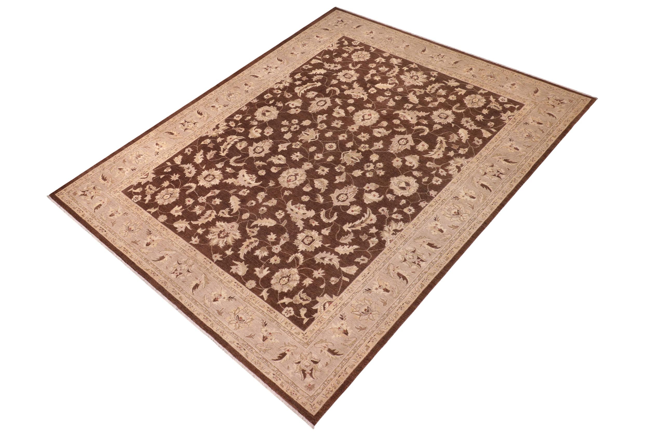 handmade Traditional Kafkaz Brown Lt. Gray Hand Knotted RECTANGLE 100% WOOL area rug 9x12