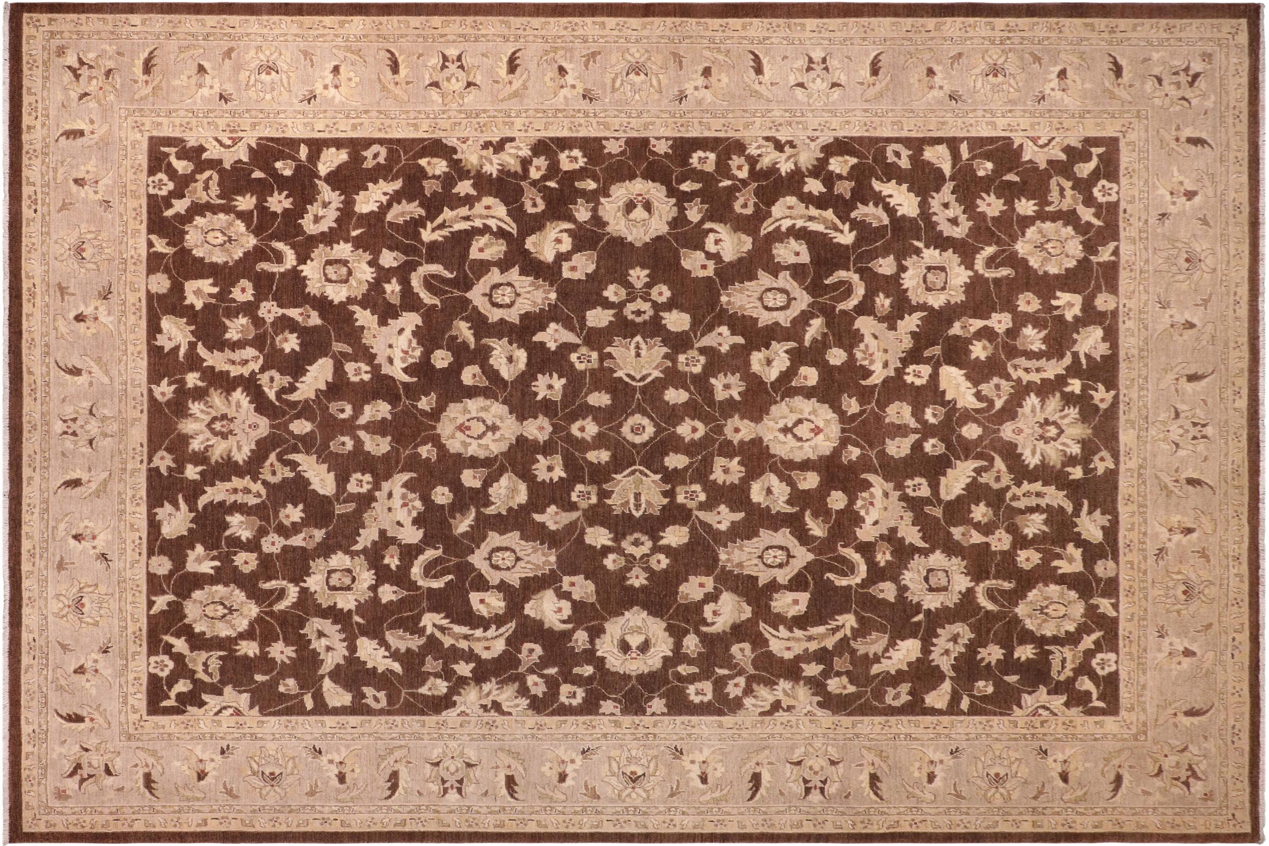 handmade Traditional Kafkaz Brown Lt. Gray Hand Knotted RECTANGLE 100% WOOL area rug 9x12