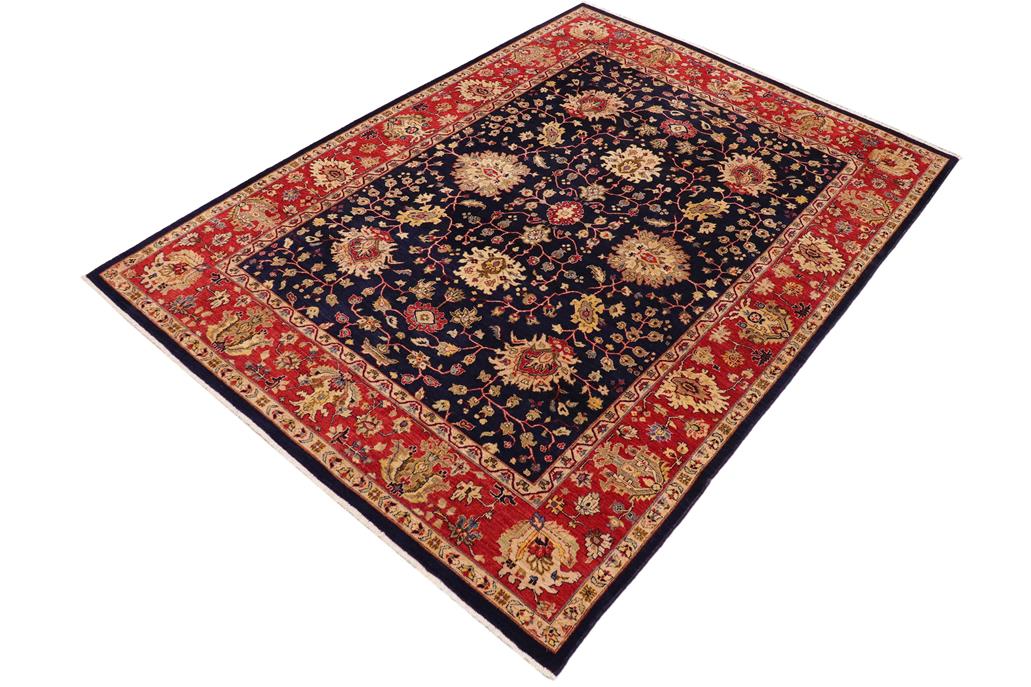 handmade Traditional Kafkaz Blue Red Hand Knotted RECTANGLE 100% WOOL area rug 9 x 12