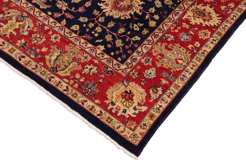 handmade Traditional Kafkaz Blue Red Hand Knotted RECTANGLE 100% WOOL area rug 9 x 12