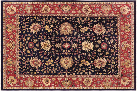 handmade Transitional Kafkaz Blue Red Hand Knotted RECTANGLE 100% WOOL area rug 9' x 12'