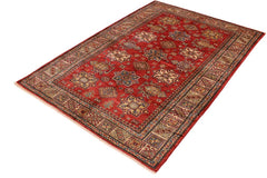 handmade Geometric Super Kazak Red Tan Hand Knotted RECTANGLE 100% WOOL area rug 5 x 7