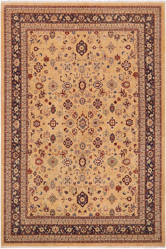 handmade Traditional Kafkaz Beige Blue Hand Knotted RECTANGLE 100% WOOL area rug 9 x 12