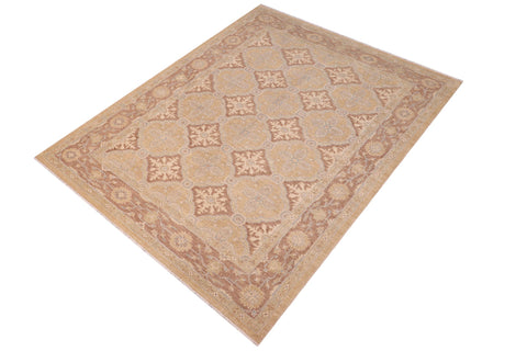 handmade Transitional Kafkaz Gold Brown Hand Knotted RECTANGLE 100% WOOL area rug 6' x 9'