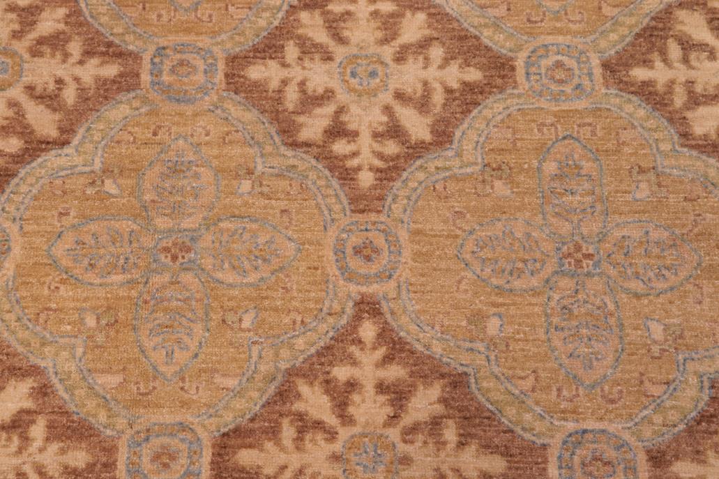 handmade Transitional Kafkaz Gold Brown Hand Knotted RECTANGLE 100% WOOL area rug 6 x 9