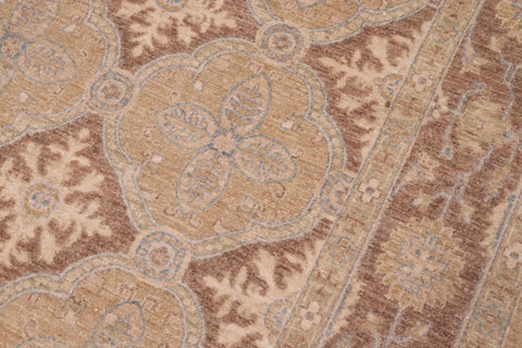 handmade Transitional Kafkaz Gold Brown Hand Knotted RECTANGLE 100% WOOL area rug 6' x 9'