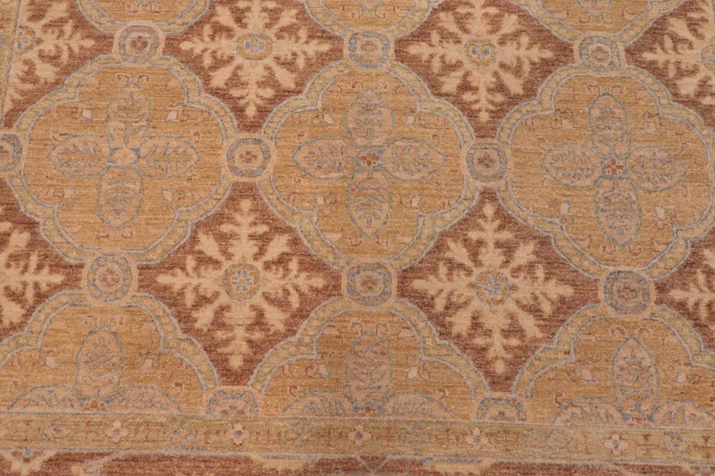 handmade Transitional Kafkaz Gold Brown Hand Knotted RECTANGLE 100% WOOL area rug 6 x 9