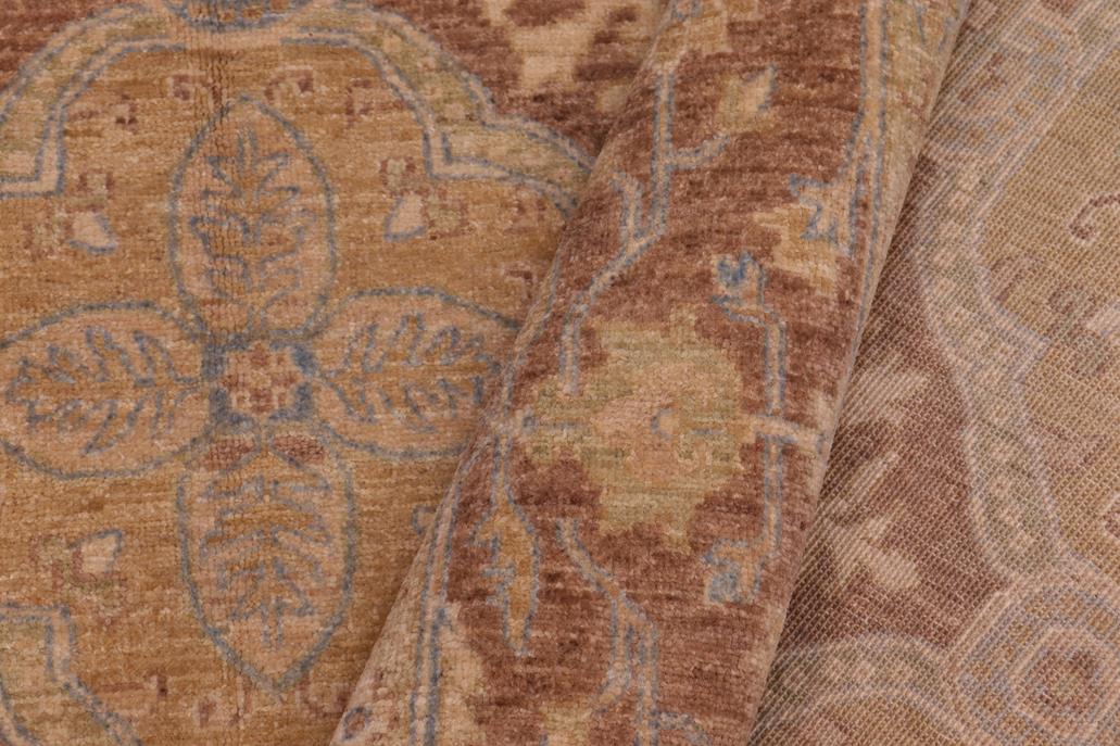 handmade Transitional Kafkaz Gold Brown Hand Knotted RECTANGLE 100% WOOL area rug 6 x 9