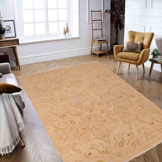 handmade Modern Kafkaz Tan Brown Hand Knotted RECTANGLE 100% WOOL area rug 6x9