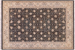 handmade Transitional Design Black Lt. Tan Hand Knotted RECTANGLE 100% WOOL area rug 6' x 9'