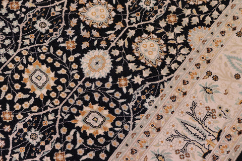 handmade Transitional Design Black Lt. Tan Hand Knotted RECTANGLE 100% WOOL area rug 6' x 9'