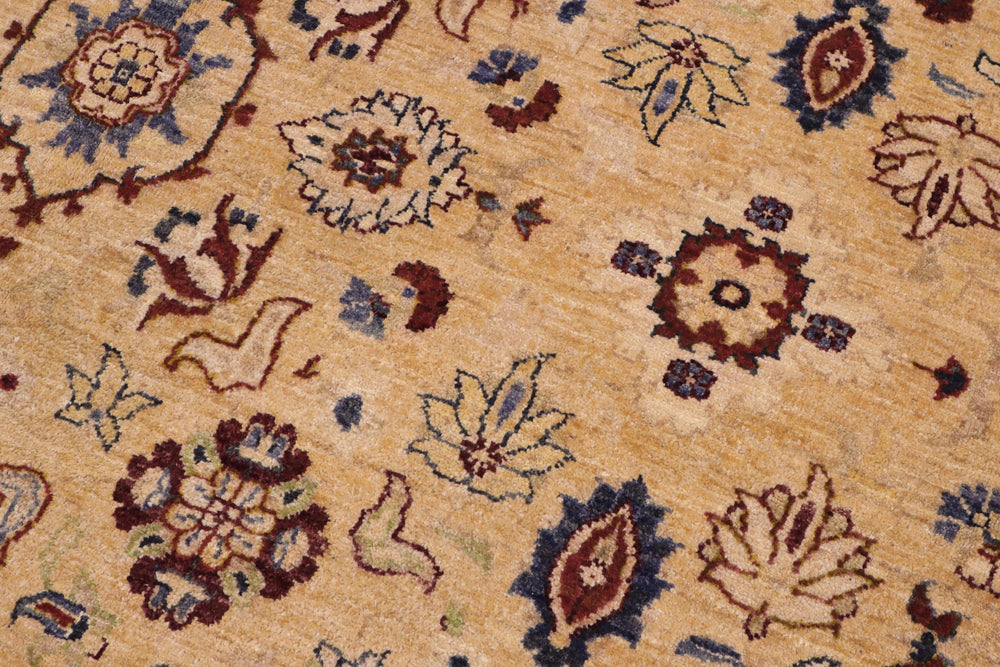 handmade Transitional Kafkaz Beige Blue Hand Knotted RECTANGLE 100% WOOL area rug 9' x 12'