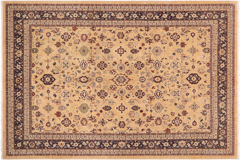 handmade Transitional Kafkaz Beige Blue Hand Knotted RECTANGLE 100% WOOL area rug 9' x 12'