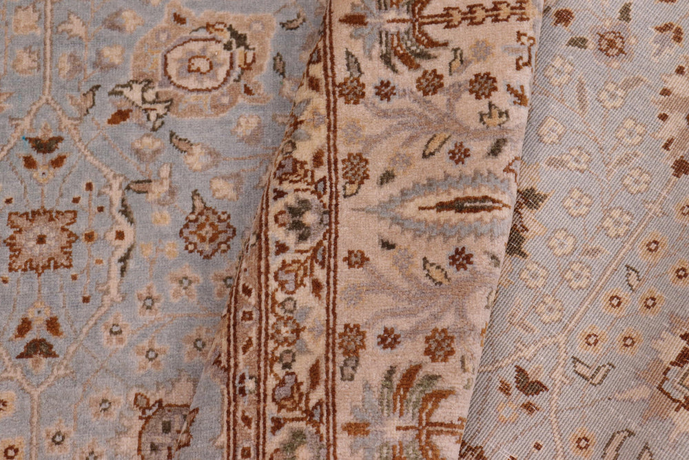 handmade Traditional Design Lt. Blue Tan Hand Knotted RECTANGLE 100% WOOL area rug 6' x 9'