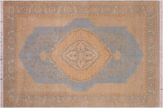 handmade Traditional  Lt. Blue Lt. Blue Hand Knotted RECTANGLE 100% WOOL area rug 6' x 9'