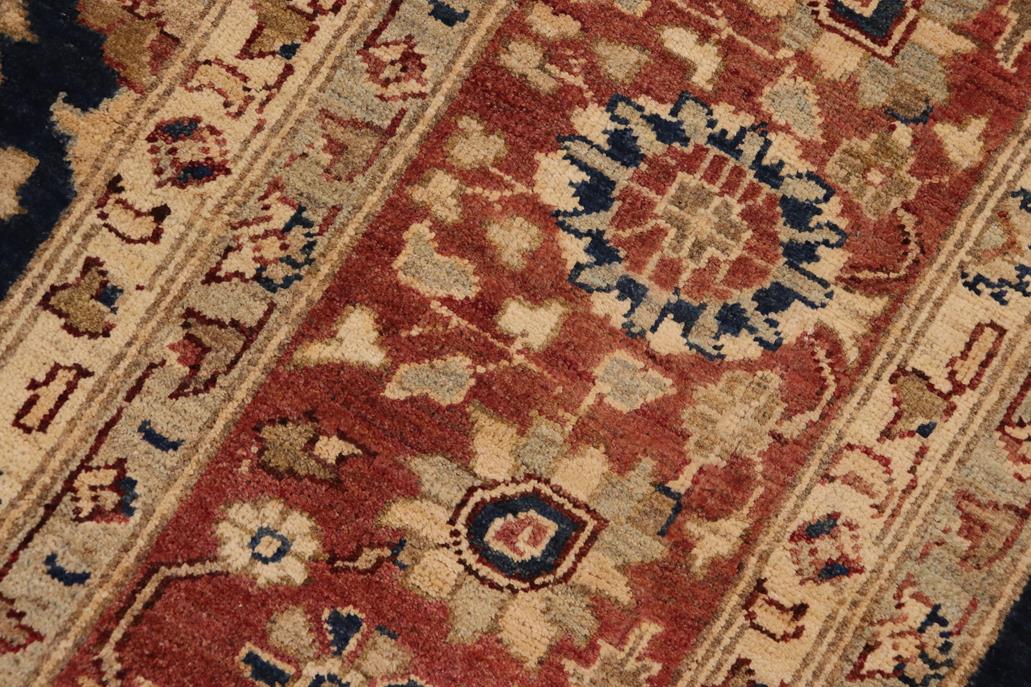 handmade Transitional Kafkaz Blue Brown Hand Knotted RECTANGLE 100% WOOL area rug 9 x 12