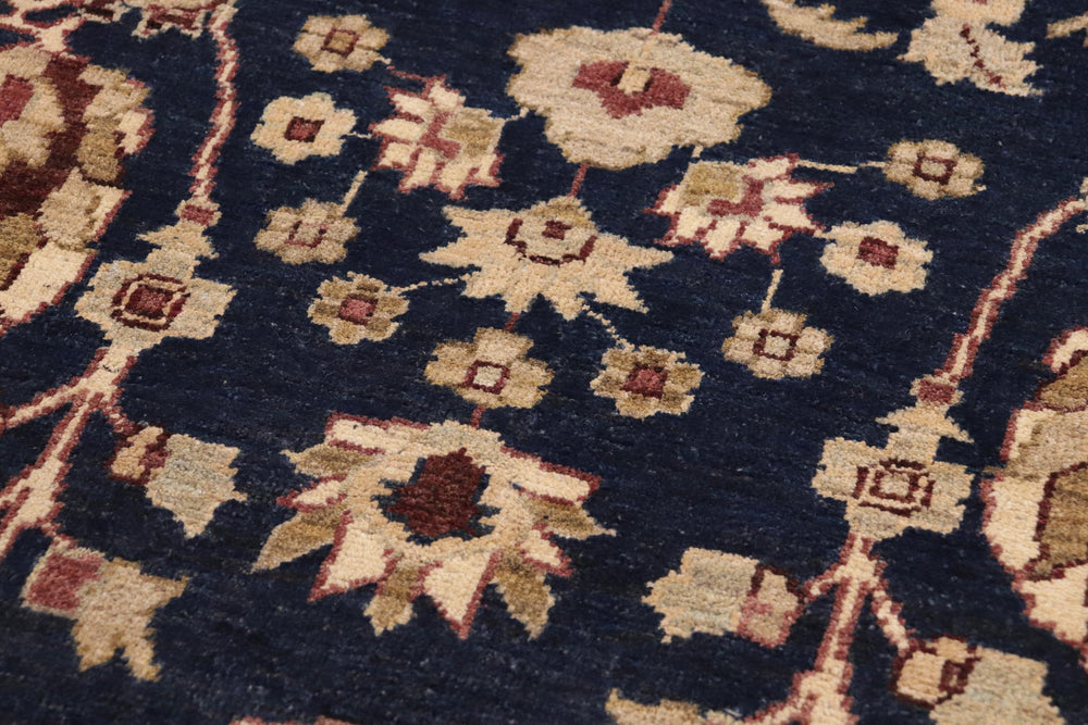 handmade Transitional Kafkaz Blue Brown Hand Knotted RECTANGLE 100% WOOL area rug 9' x 12'