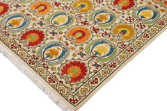 handmade Transitional Kafkaz Beige Red Hand Knotted RECTANGLE 100% WOOL area rug 9 x 11